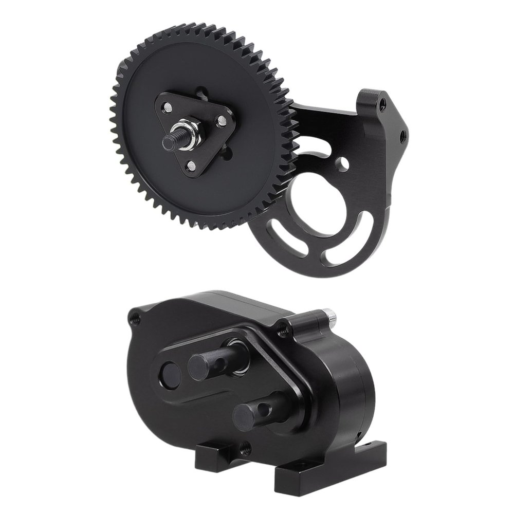 RC Car Accessories Compatible with LCG Gspeed for UGRC for SCX10 1/10 RC Crawler Cheater Rig BuiltAluminum Prefixal Gearbox Overdrive Transfer Case(Black)