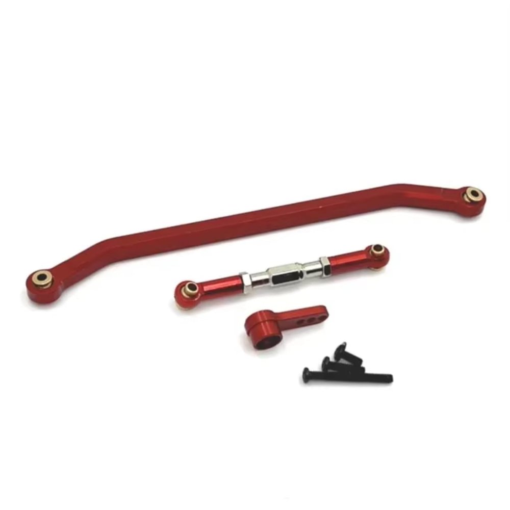 for MN128 MN86 MN86S MN86K MN86KS for MN G500 1/12 Metal Steering Link Rod Pull Rod and Servo Arm RC Crawler Car Upgrade Parts RC Car Upgrade Part(Red)