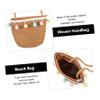 BESPORTBLE Unique Straw Woven Storage and Girls Bag Beach Summer Straw Tote Boho Purse view 3