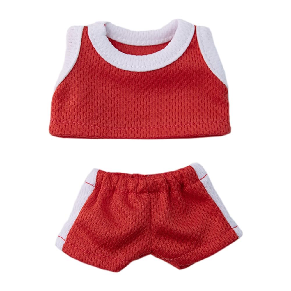niannyyhouse 17cm Doll Clothes Sleeveless T-Shirt Pants Sports Suit 15cm Plush Doll Dressup (A4)