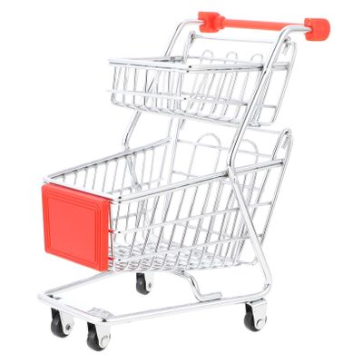 BESPORTBLE Cart Model Boys and Girls Double-Layer Shopping Cart Toy Mini Rolling Trolley for Boys Girls