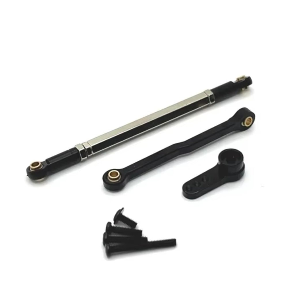 for MN D90 for MN99S for MN78 for MN82 for MN168 1/12 Metal Steering Link Rod Pull Rod Servo Arm RC Car Upgrade Parts Accessories RC Car Parts(Black)