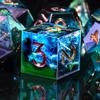 AUSTOR 7-Die DND Dice Set Handmade Sharp Edge Polyhedral Dice for Dungeons and Dragons D&D RPG MTG Table GamesElectroplating Black&Blue,Gold view 1