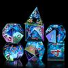 AUSTOR 7-Die DND Dice Set Handmade Sharp Edge Polyhedral Dice for Dungeons and Dragons D&D RPG MTG Table GamesElectroplating Black&Blue,Gold view 2