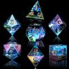 AUSTOR 7-Die DND Dice Set Handmade Sharp Edge Polyhedral Dice for Dungeons and Dragons D&D RPG MTG Table GamesElectroplating Black&Blue,Gold view 3