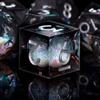 AUSTOR Liquid Core DND Dice Set, 7-Die Sharp Edge Polyhedral Dice Quicksand Handmade Resin Dices for Dungeons and Dragons RPG MTG Table Games, Black, Silver view 1