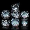 AUSTOR Liquid Core DND Dice Set, 7-Die Sharp Edge Polyhedral Dice Quicksand Handmade Resin Dices for Dungeons and Dragons RPG MTG Table Games, Black, Silver view 2