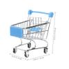 JOINPAYA Mini Shopping Cart Metal Handcart Toy for Pets Sky Blue Miniature Grocery Cart for Dollhouse Office Organizer and Party Favors view 2