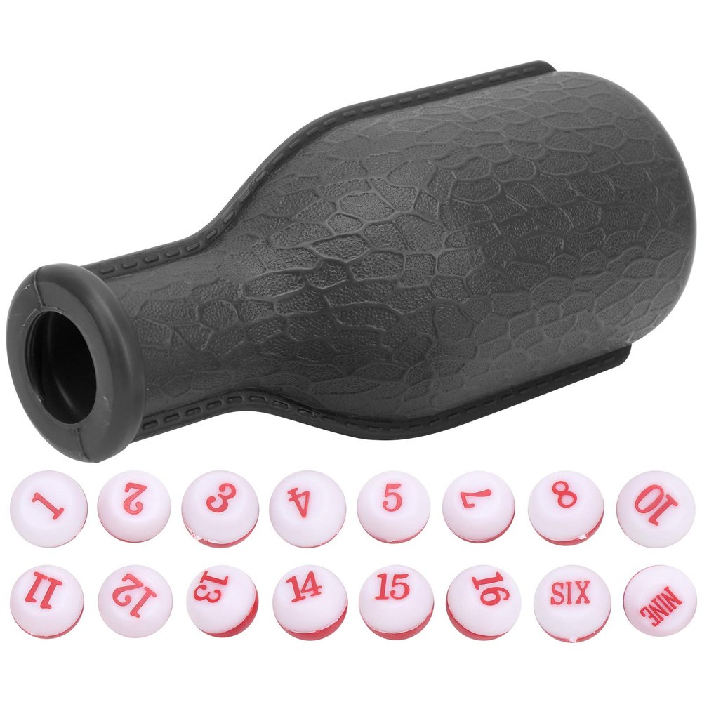 Billiard Dice Shaker Bottle Rubber 16pcs Numbered Dice Set for Family Bar Club Entertainment Games Billiard Accessories (Black)