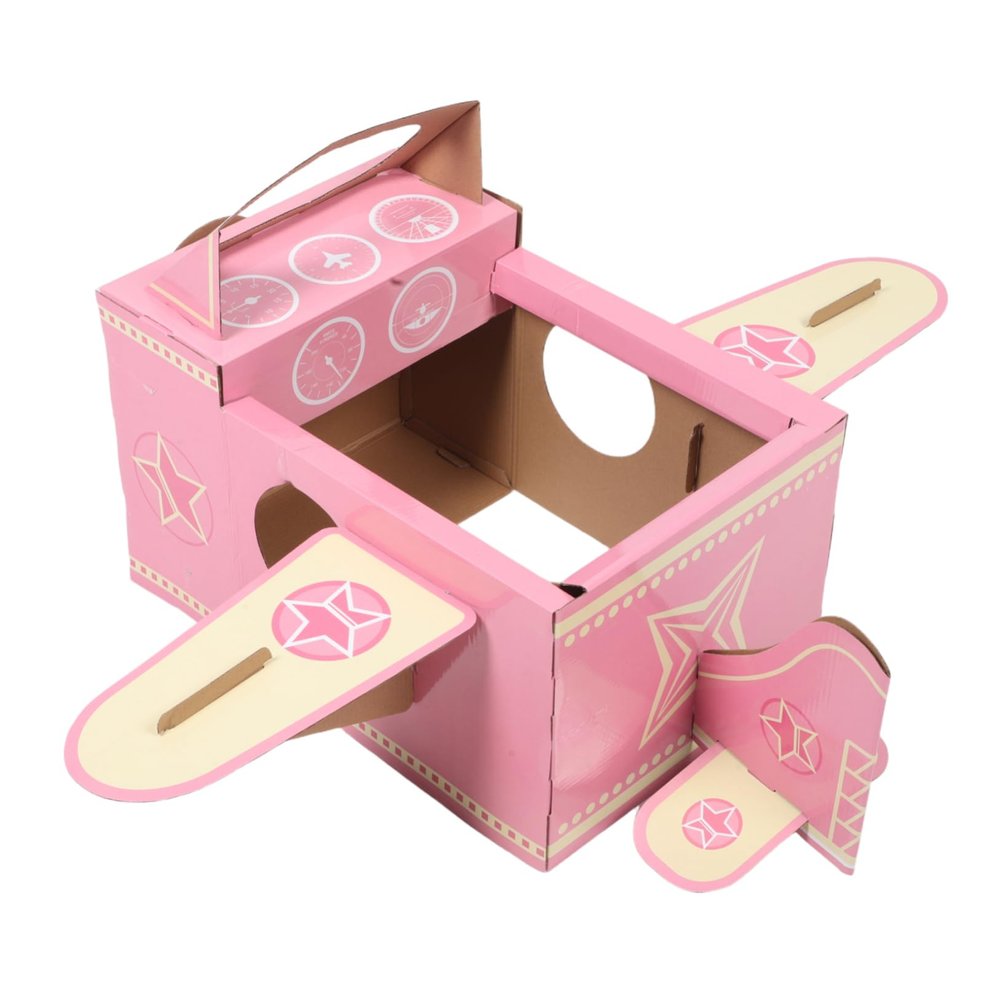 FELTECHELECTR Boys and Girls's Dress-up Airplane Costume Rotating Fan Cardboard Toy Airplane for Boys Interactive Making Set