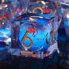 AUSTOR Liquid Core DND Dice Set, 7-Die Sharp Edge Polyhedral Dice Quicksand Handmade Resin Dices for Dungeons and Dragons RPG MTG Table Games, Plum Blossom - Black & Blue, Gold view 1