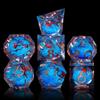 AUSTOR Liquid Core DND Dice Set, 7-Die Sharp Edge Polyhedral Dice Quicksand Handmade Resin Dices for Dungeons and Dragons RPG MTG Table Games, Plum Blossom - Black & Blue, Gold view 2