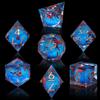 AUSTOR Liquid Core DND Dice Set, 7-Die Sharp Edge Polyhedral Dice Quicksand Handmade Resin Dices for Dungeons and Dragons RPG MTG Table Games, Plum Blossom - Black & Blue, Gold view 3