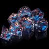 AUSTOR Liquid Core DND Dice Set, 7-Die Sharp Edge Polyhedral Dice Quicksand Handmade Resin Dices for Dungeons and Dragons RPG MTG Table Games, Plum Blossom - Black & Blue, Gold view 4
