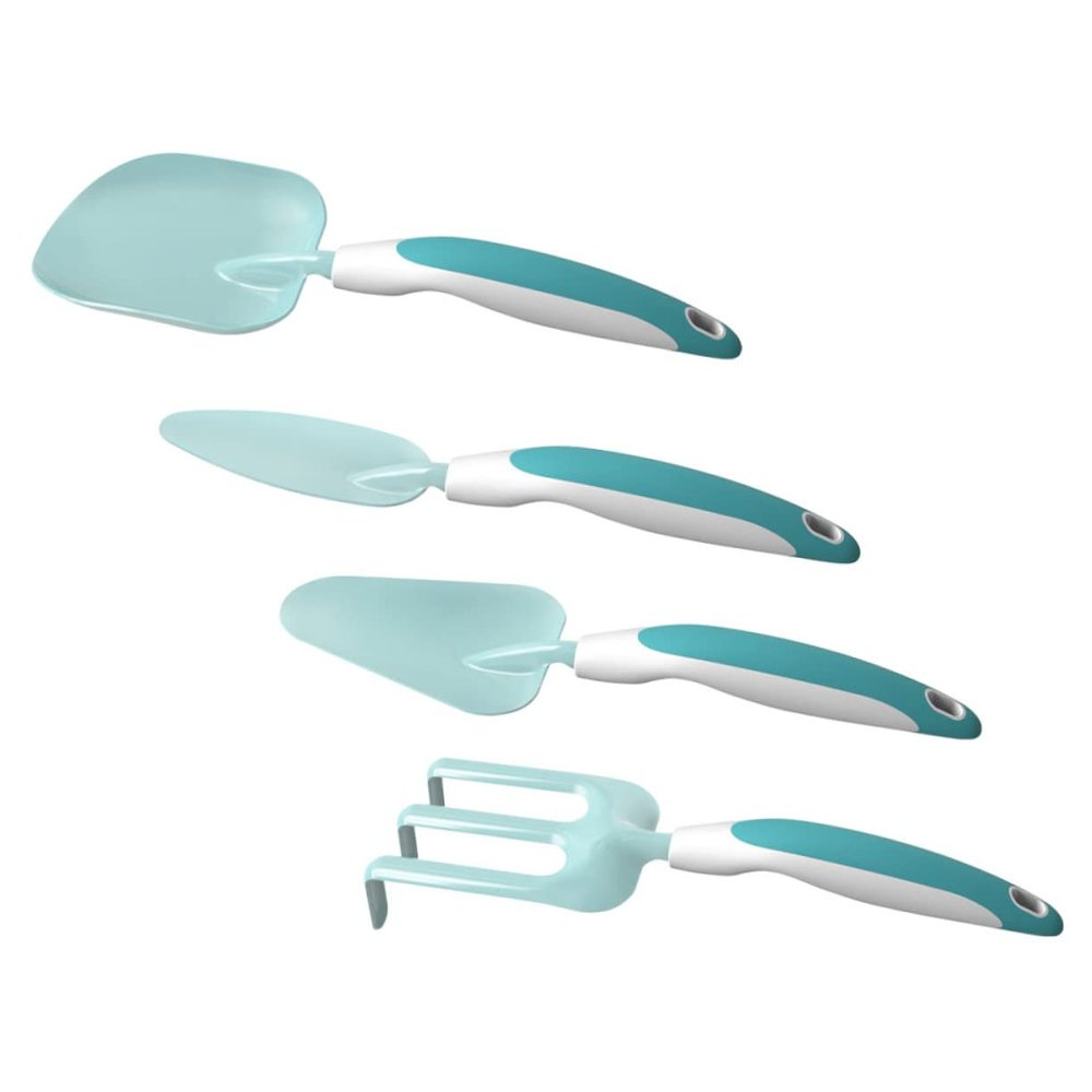 Mikikit 4pcs Gardening Tools Set Outdoor Planting Shovels Rake for Boys and Girls Playtime Soft