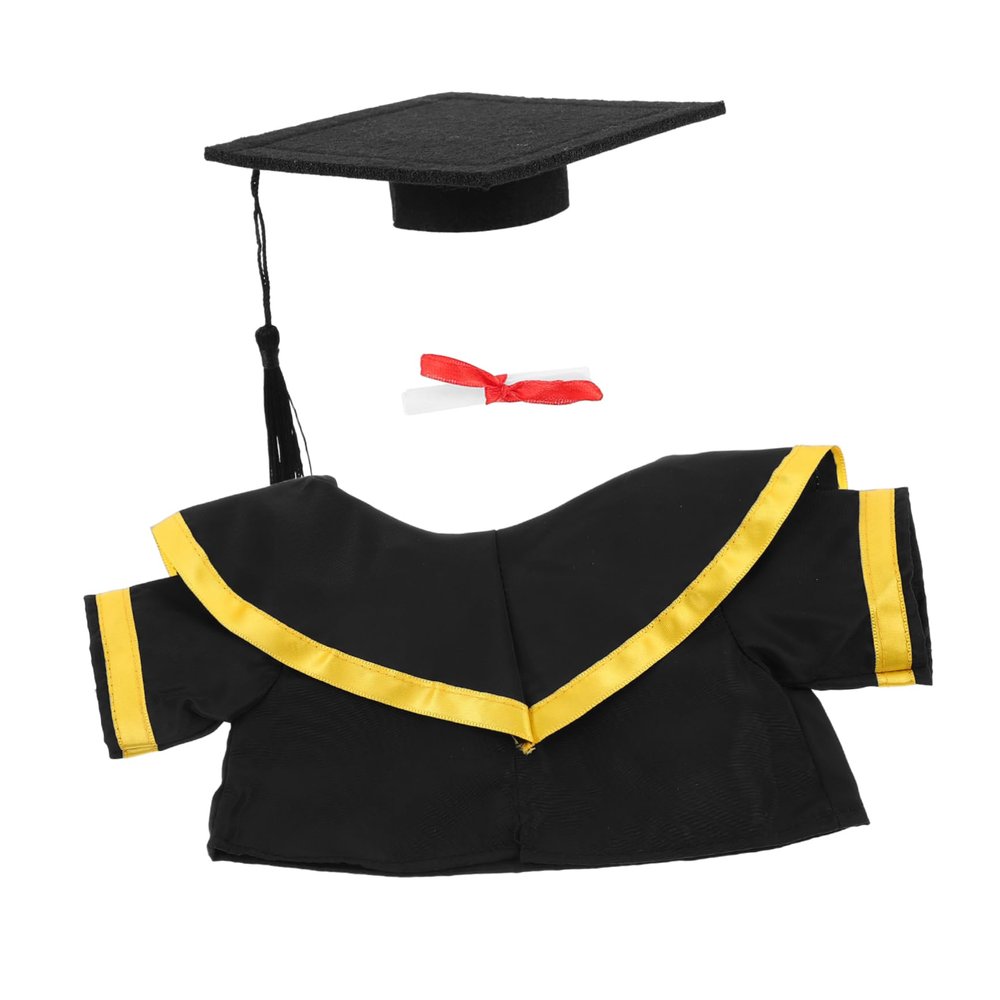Amosfun Handmade Graduation Bear Outfit Set Cap Shawl and Scroll Plush Stuffed Animal Costume for Celebrating Academic Achievements