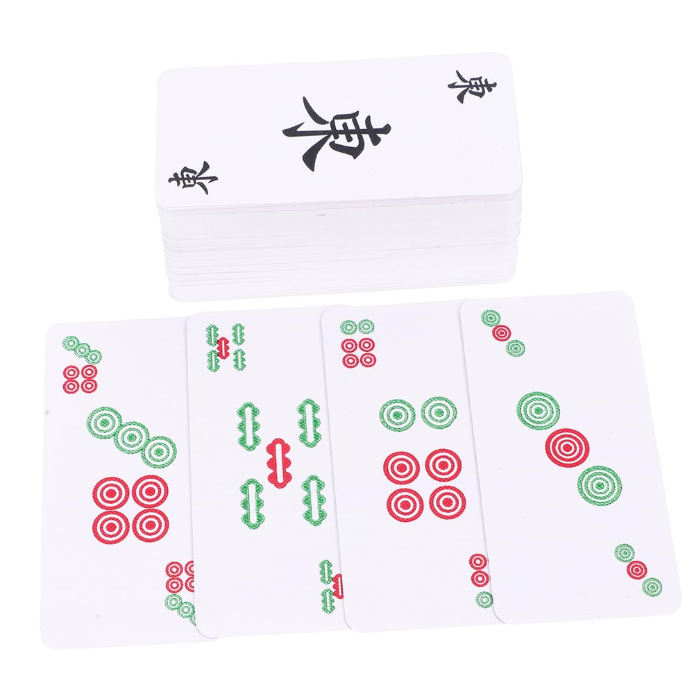 Hemoton 1Set Mahjong Playing Cards for Home and Party Entertainment Portable Chinese Tiles Game with Stable Material Use Design for Travel and Social Gatherings