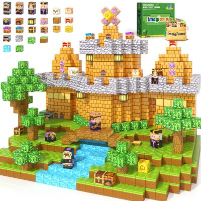 200PCS Magnetic Blocks - Build Mine Magnet World Forest Castle Set, Magnet Kids Building Toys for 3-5 5-7 8-12 Year Old Boys & Girls, STEM Sensory Montessori Construction Toys for Toddlers Gifts