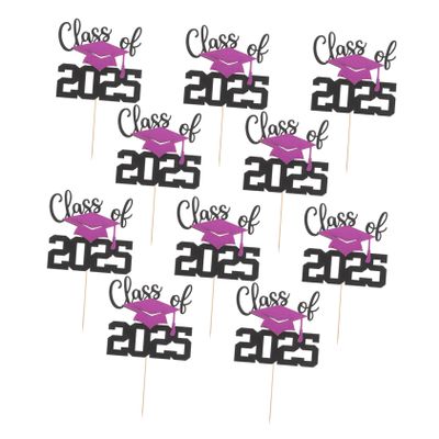 OKUMEYR 10pcs Graduation Cake Toppers Paper Picks for Graduation Party Decorations Smooth Lightweight Easy to Insert for High School Celebrations