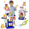 Pupu Pig Kids Cleaning Toy Set, Toddler Cleaning Set, Pretend Play Cleaning Toys with Handheld Vacuum That Really Works,Cleaning Supplies,Cleaning Cart for Kids Toddler Christmas Birthday Gift(Blue) view 1
