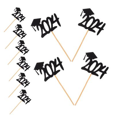 CORHAD 20pcs Graduation Cupcake Toppers Black Cap Picks for Graduation Party Decorations Dessert Picks for Treats No Assembly Required Smooth Touch Design