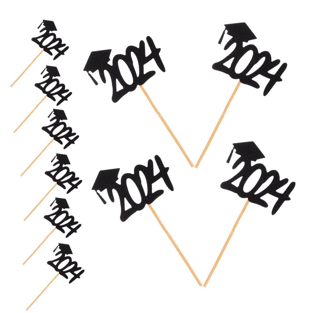 CORHAD 20pcs Graduation Cupcake Toppers Black Cap Picks for Graduation Party Decorations Dessert Picks for Treats No Assembly Required Smooth Touch Design