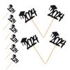 CORHAD 20pcs Graduation Cupcake Toppers Black Cap Picks for Graduation Party Decorations Dessert Picks for Treats No Assembly Required Smooth Touch Design view 1