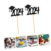 CORHAD 20pcs Graduation Cupcake Toppers Black Cap Picks for Graduation Party Decorations Dessert Picks for Treats No Assembly Required Smooth Touch Design view 3