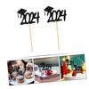 CORHAD 20pcs Graduation Cupcake Toppers Black Cap Picks for Graduation Party Decorations Dessert Picks for Treats No Assembly Required Smooth Touch Design view 4