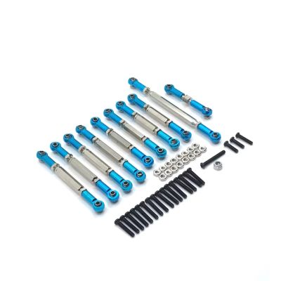 for MN D90 D91 D96 D99S for MN99S MN90 1/12 1/16 Metal Pull Rod Steering Link Rod Set Parts RC Car Upgrade Accessories RC Car Upgrade Part(Blue)