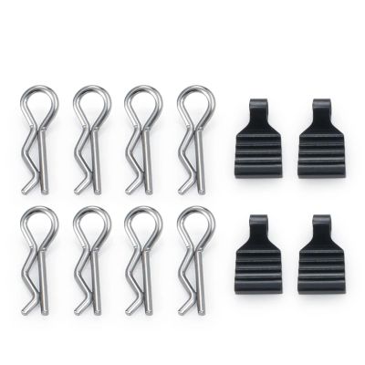 RC Car Parts for Axial for SCX24 90081 1/24 4Pcs Metal R-Type Body Shell Clips Pin Fixing Mount Bracket RC Crawler Car Parts Modified Accessories(Black)