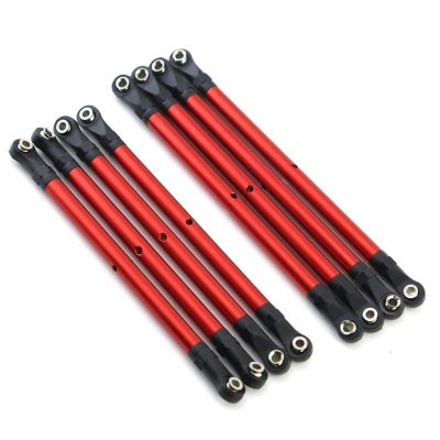 for Axial for SCX10 90046 for TRX4 1/10 8 PCS Aluminum Alloy RC Link Rod Linkage Set 313MM Wheelbase RC Crawler Car Truck Accessories RC Car Upgrade Part(Red)