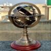 Decorative Brass Armillary Sphere, Antique Style Globe with Zodiac Details, 360-Degree Base, Wooden Stand view 4