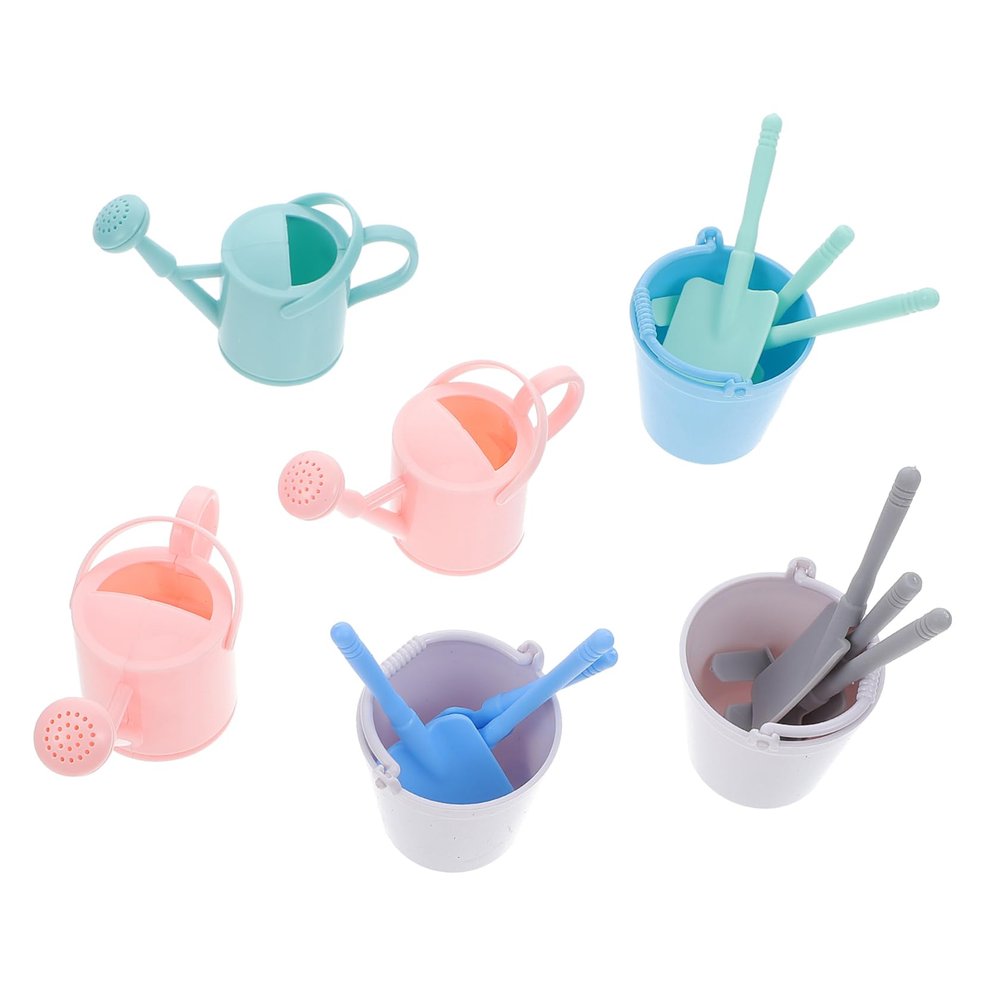 Toddmomy 6sets Mini Garden Tools Mini Gardening Kit Kettle Shovels and Bucket for Boys and Girls and Planting Activities