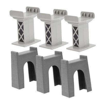 Kisangel 6pcs Train Bridge Pier Track Supports for Model Railway Accessories Curved Riser Blocks for Stable Play Safe Design for Creative Track Layouts