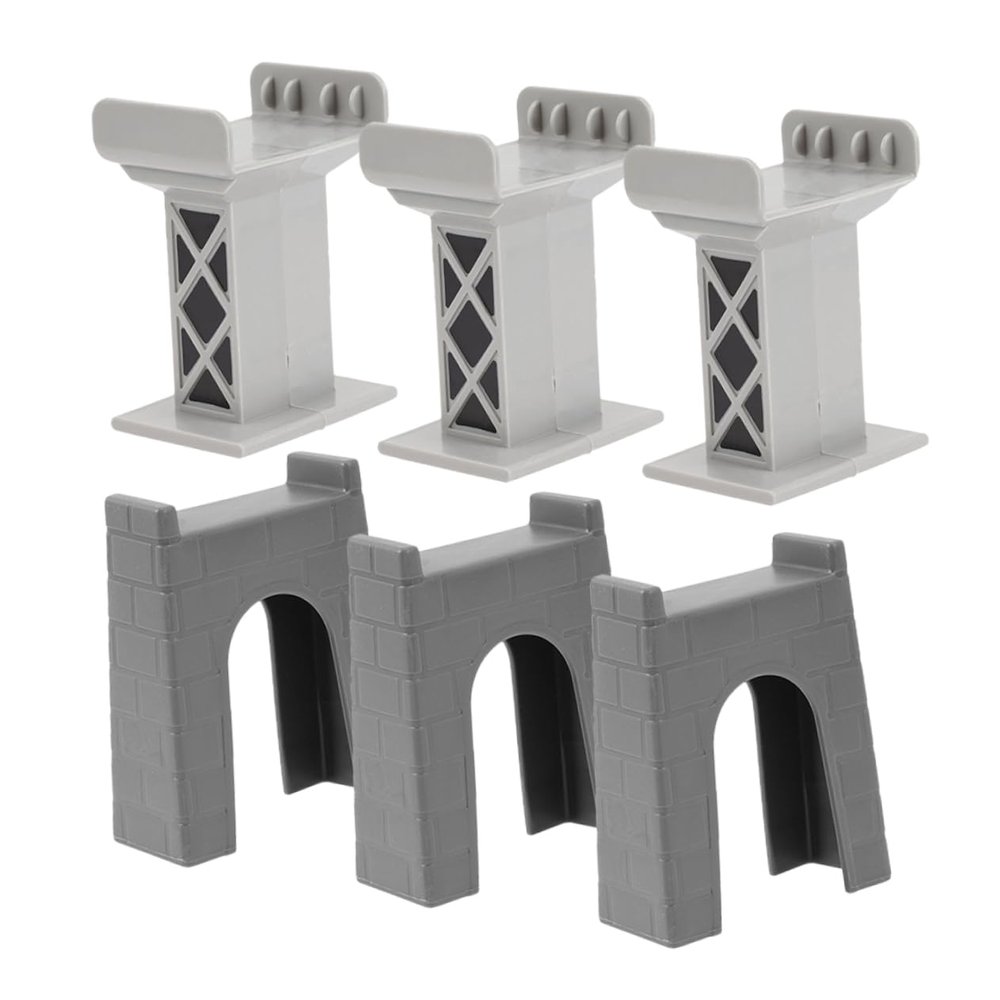 Kisangel 6pcs Train Bridge Pier Track Supports for Model Railway Accessories Curved Riser Blocks for Stable Play Safe Design for Creative Track Layouts