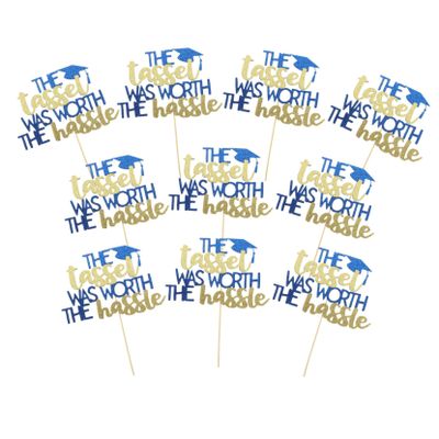 HOLIDYOYO Class of 2023 Cake Decorations 10pcs Graduation Cake Picks Decorative Cupcake Toppers