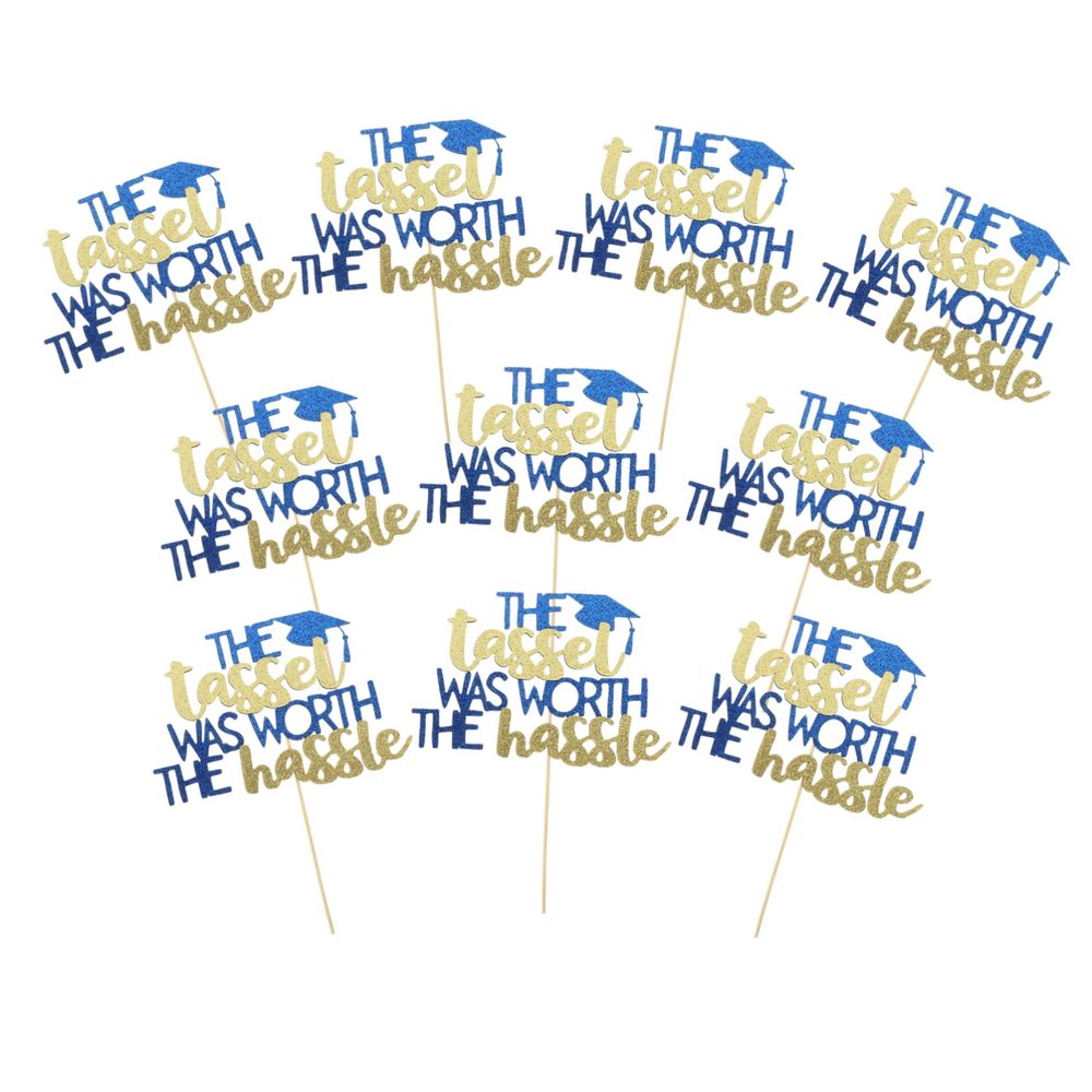 HOLIDYOYO Class of 2023 Cake Decorations 10pcs Graduation Cake Picks Decorative Cupcake Toppers