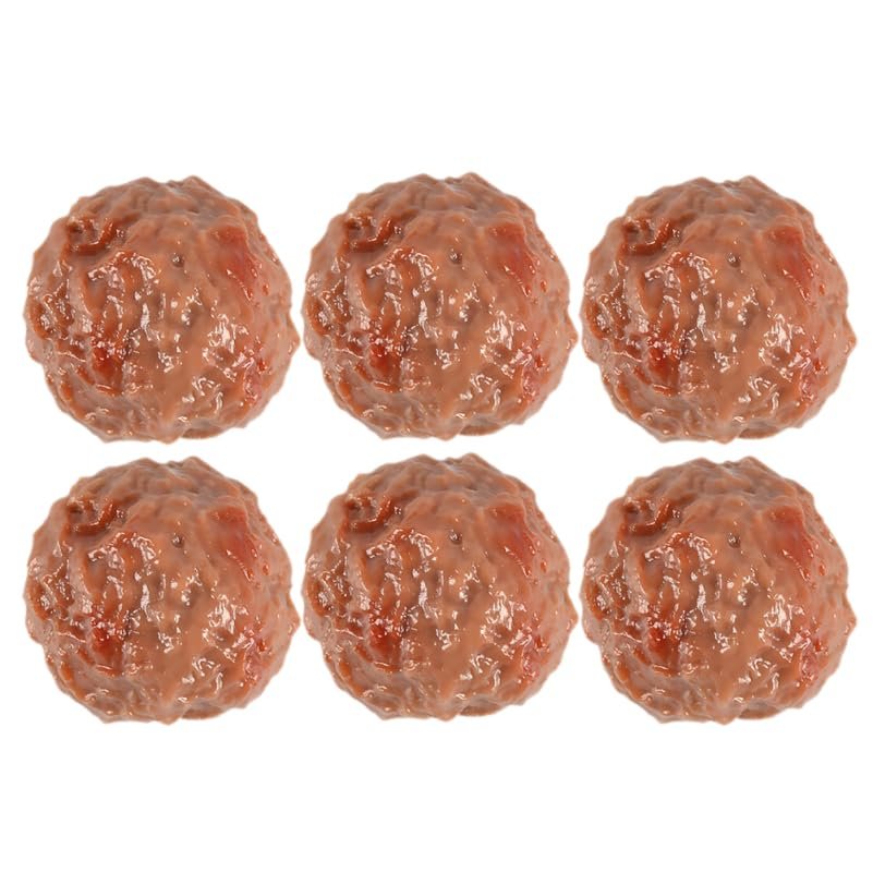6-Pack Lifelike Fake Beef Meatballs - Realistic Artificial Food Props for Food Photography, Kitchen Decor & Supermarket Display