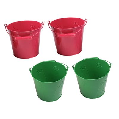 BESPORTBLE 4pcs Fun Iron Sand Bucket for Boys and Girls Random Color Beach Toy for Sand Play and Storage for Beach and Backyard Activities