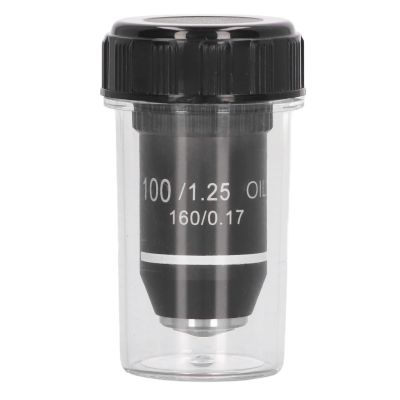 100X Magnification Microscope Objective Lens Replacement, High Power Lens with Standard 20.2mm Interface, Brass Material, Spring Protection Device, High Light Transmittance