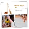 FOMIYES 1pc Mini Wooden Broom Model for Dollhouses Scale Cleaning Accessory for Boys and Girls Play and Imaginative Scenarios for Mini Room Decor and Projects view 3