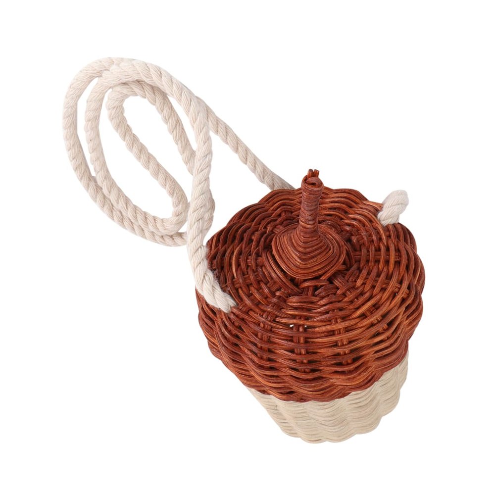 VANZACK Mini Rattan Bag for Boys and Girls Handheld Rattan Pouch Photography Prop Creative and Design for Boy Girl's Photo Shoots for Playtime and Dress-up