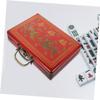 BESTonZON Portable Retro Mahjong Storage Case Capacity Handheld Box for Travel and Outdoor Use Lightweight Pu Material Convenient Mahjong Holder view 4