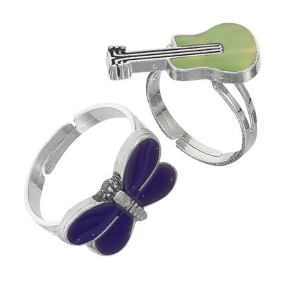 Ipetboom 2pcs Adjustable Changing Mood Rings for Boys and Girls Fun Dragonfly and for Halloween Birthday Parties and Everyday Wear