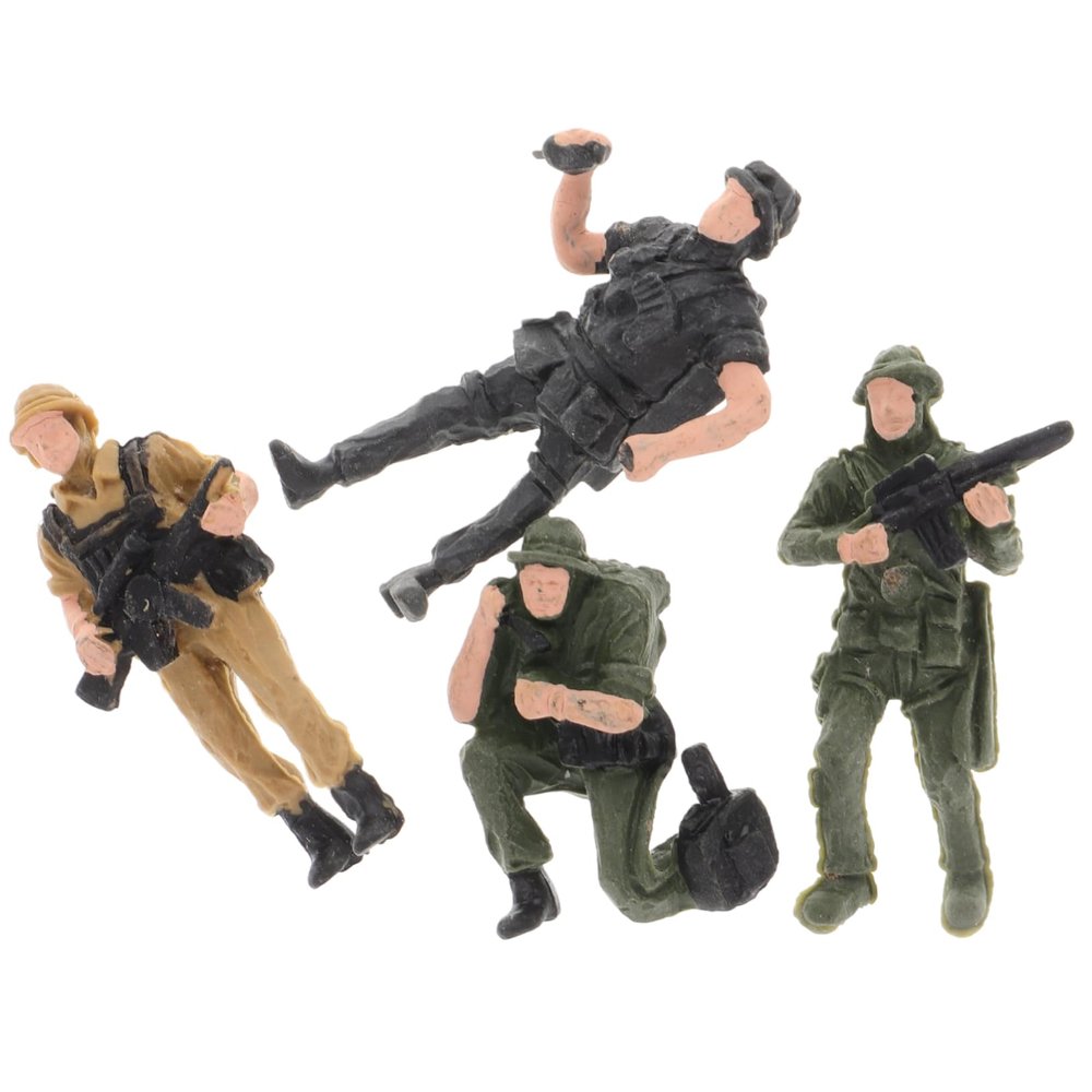 DECHOUS Miniature Soldier Figurines Set 4pcs Realistic Wargaming Action Figures