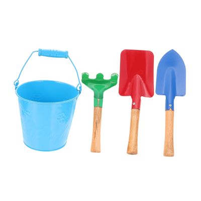 Sosoport Family-Friendly Gardening Tools Toddler-Sized Bucket Shovel Sand Rake Lightweight Portable Smooth Edges for Kids' Play Random Color