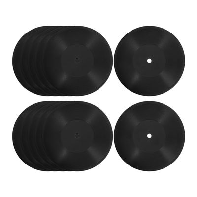 TOPPERFUN 12Pcs Dollhouse Miniature Records, 1.57in Mini Vinyl Record Tiny Music Room Furniture Model, Black Micro Landscape Cake Topper Decor