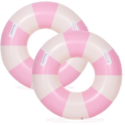 2PCS Large Swimming Pool Tubes Inflatable Pool Floats for Adult Swim Ring Floaties Inflatable Swimming Pool Raft Summer Beach Lounger Float Party Supplies (Pink, 36 inch)