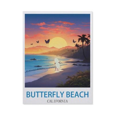 Jigsaw Puzzle 1000 Pieces for AdultsButterfly Beach California Vintage Travel Posters SurfUnique Suitable for Teenagers and Adults, Home Decoration50x70cm-CM64